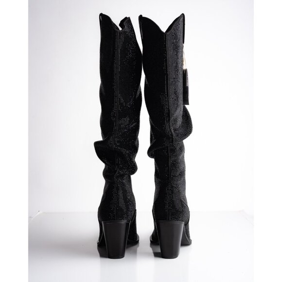 Stradivarius Zara Womens Rhinestone studded Western Boots Black US 6.5 EU 37 New - Picture 6 of 8